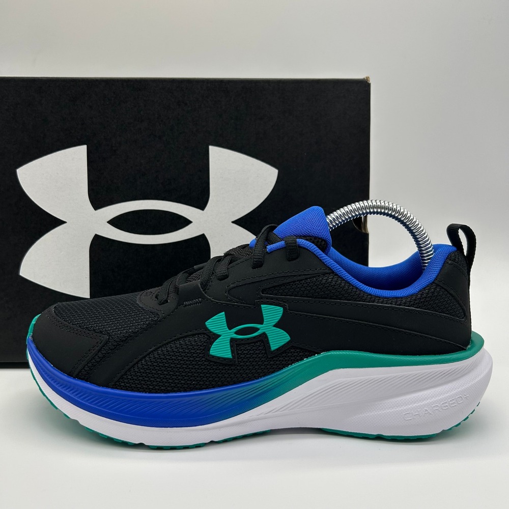Under Armour Assert 11 Shoes Mens 8 Black Blue Running Training Sneakers